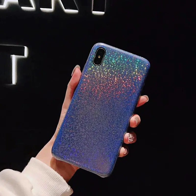 Градиентный лазерный Блестящий Радужный чехол для телефона iphone X XR XS Max Роскошный