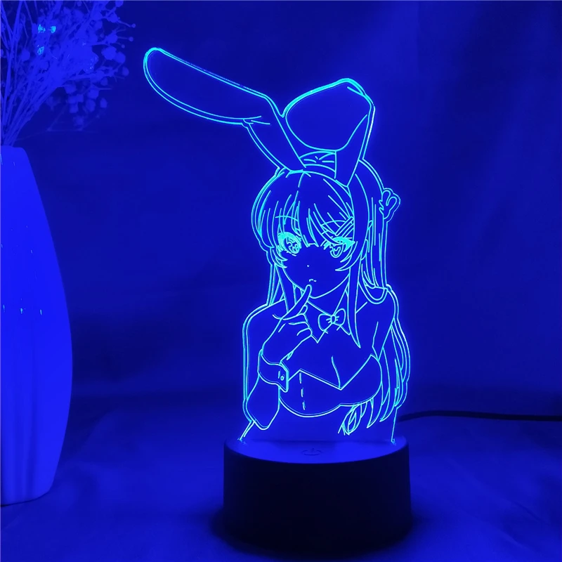 

Anime Waifu Sakurajima Mai Led Night Light for Bedroom Decor Light Gift for Friend Bunny Girl Led Lamp Nightlight Anime Gift