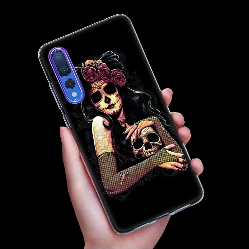 hot skull and catrinas silicone phone case for huawei p50 p40 pro p30 lite p20 pro p8 lite 2017 p smart z 2020 2021 soft cover free global shipping
