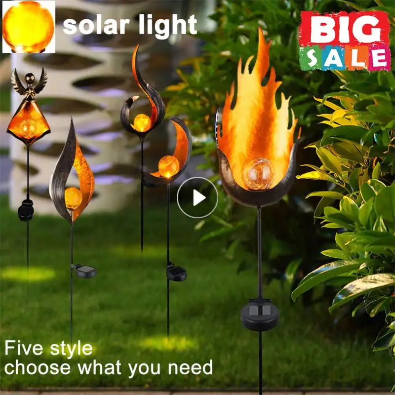 

Halloween Solar LED Flame Light Retro Iron Garden Lawn Lamp Outdoor Garden Landscape Decor Lighting Flame Solar Light Warm White