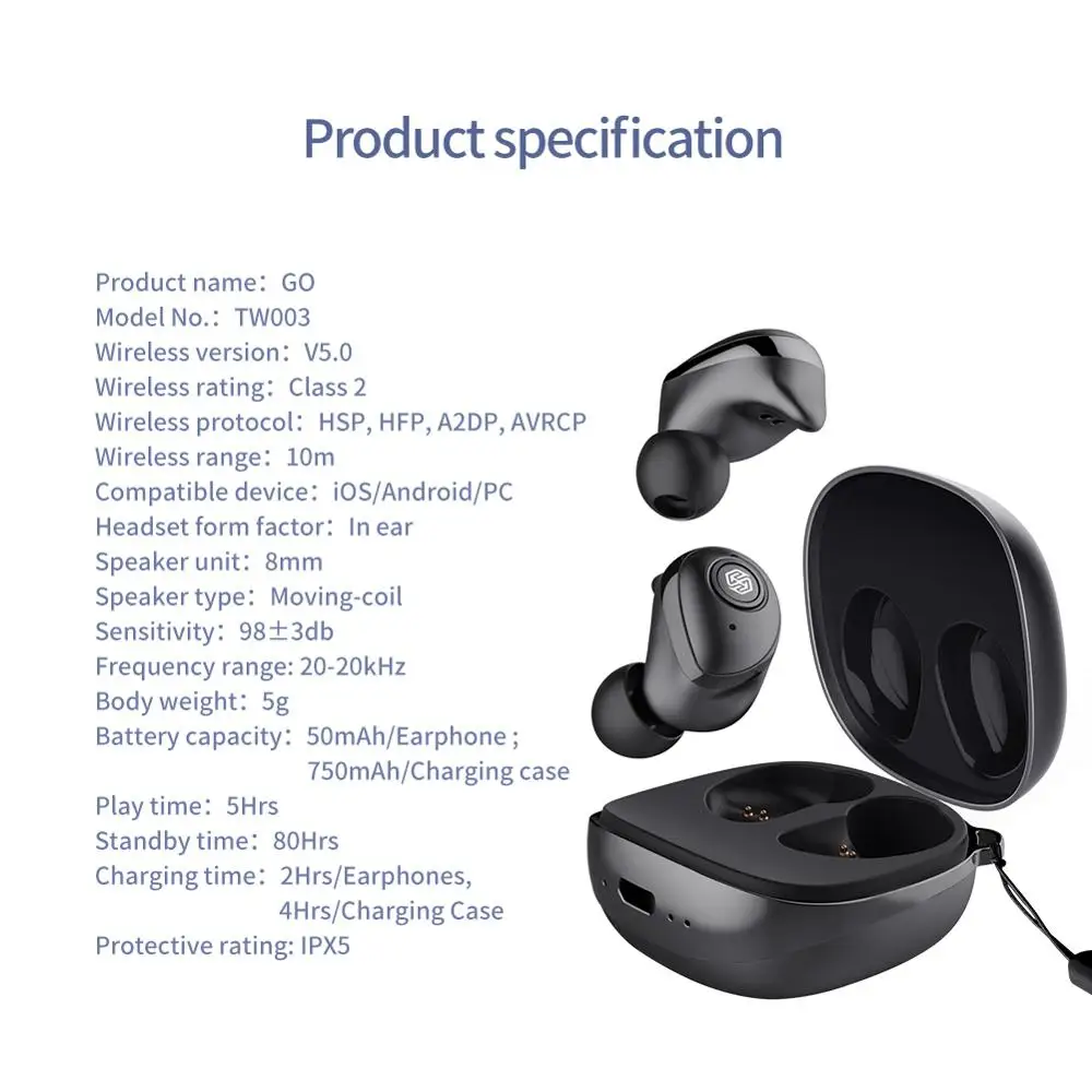 NILLKIN True беспроводные наушники TWS Bluetooth 5 0 в ухо IPX5 Спортивная головка набор стерео