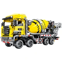creative moc car city engineering cement truck construction mixer trucks building block brick toys for kids christmas gifts