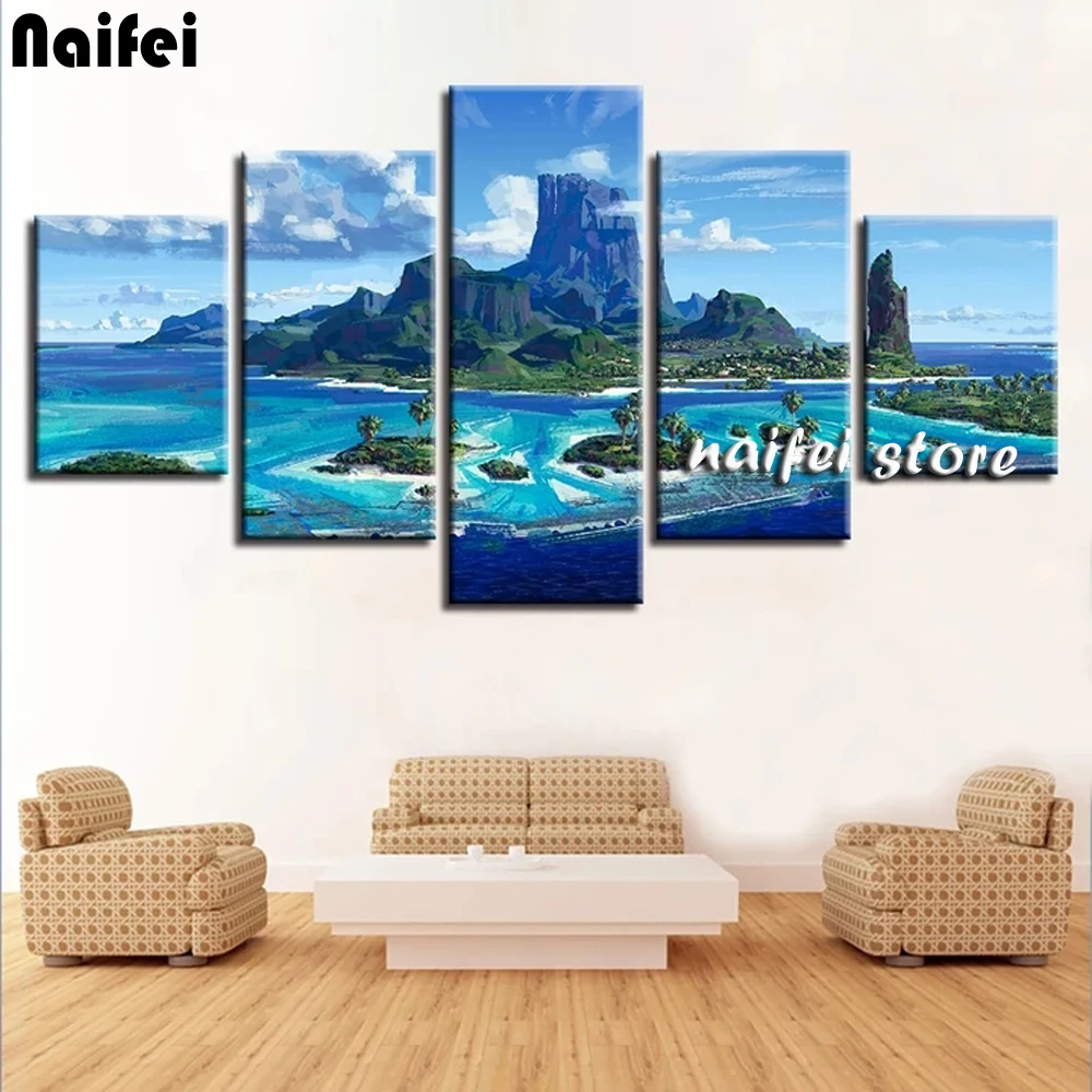

Full Square/Round Drill 5D DIY Diamond Painting "Abstract Seascape 5 Piece Mountain" Embroidery Cross Stitch 5D Home Decor