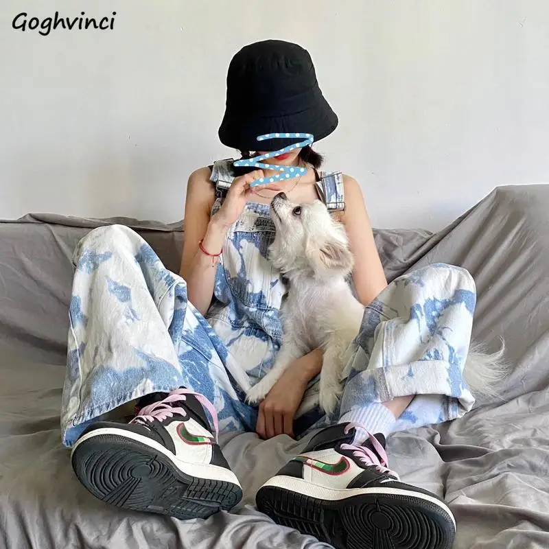 Комбинезоны женские с широкими штанинами свободные брюки завышенной талией