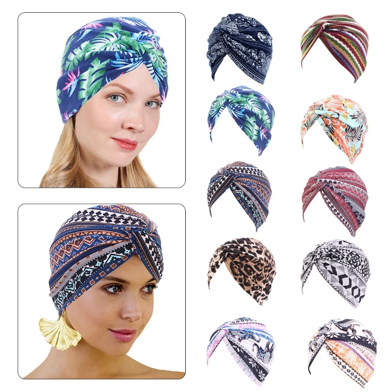 Женская плиссированная Шапка-тюрбан в стиле бохо этническая Шапка-бини со слоном