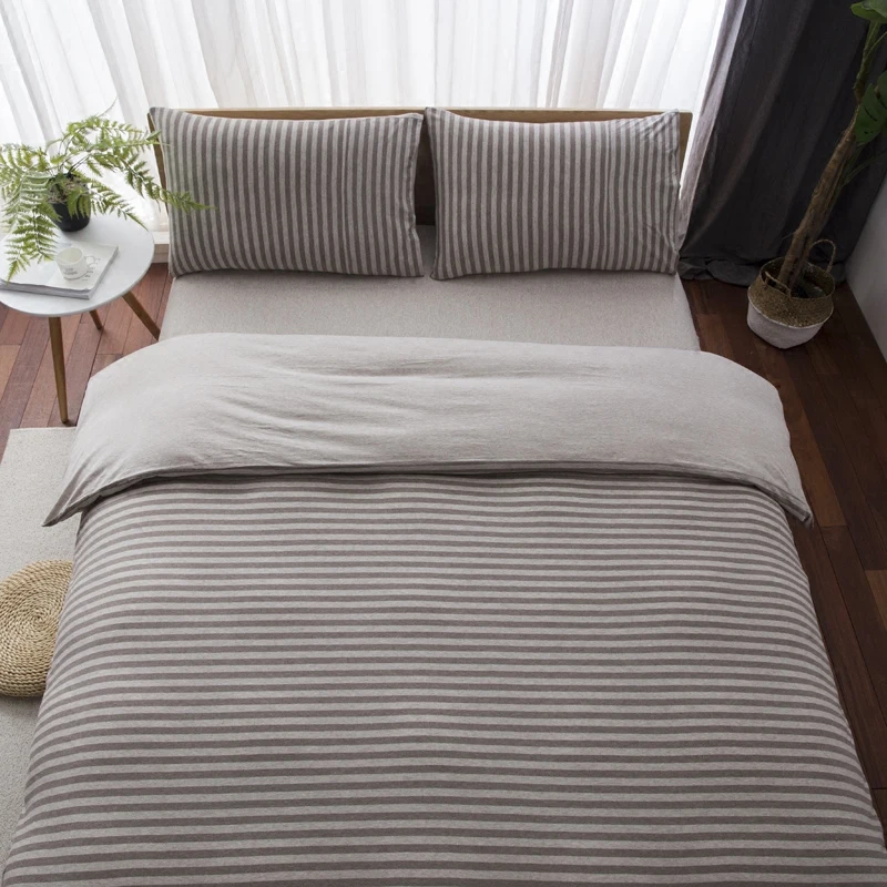 

100% Cotton Quilt Cover Flat Bed Sheet 2 pillowcase Four Piece Bedding Set Comfortable Simple C34