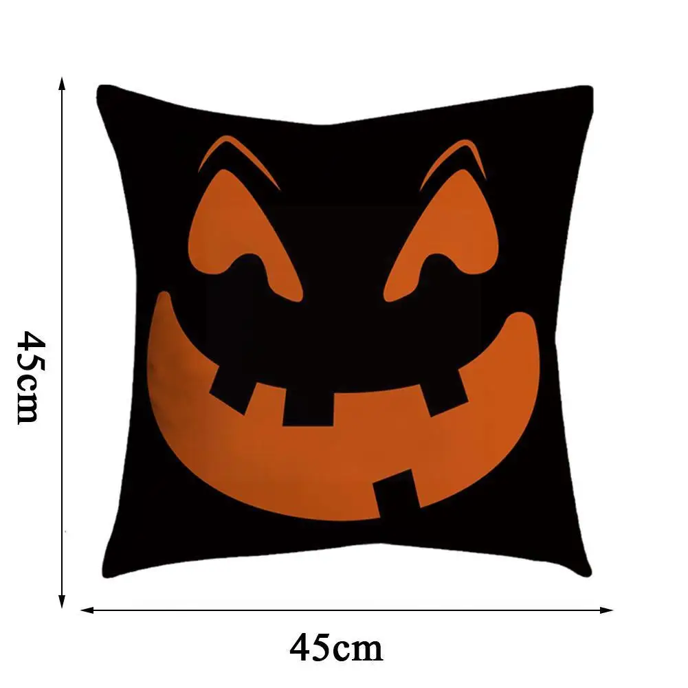 

Halloween Cartoon Expression Pillow Cases One-sided Home Decor Cushion Cover 45*45cm Peach Skin G4B5