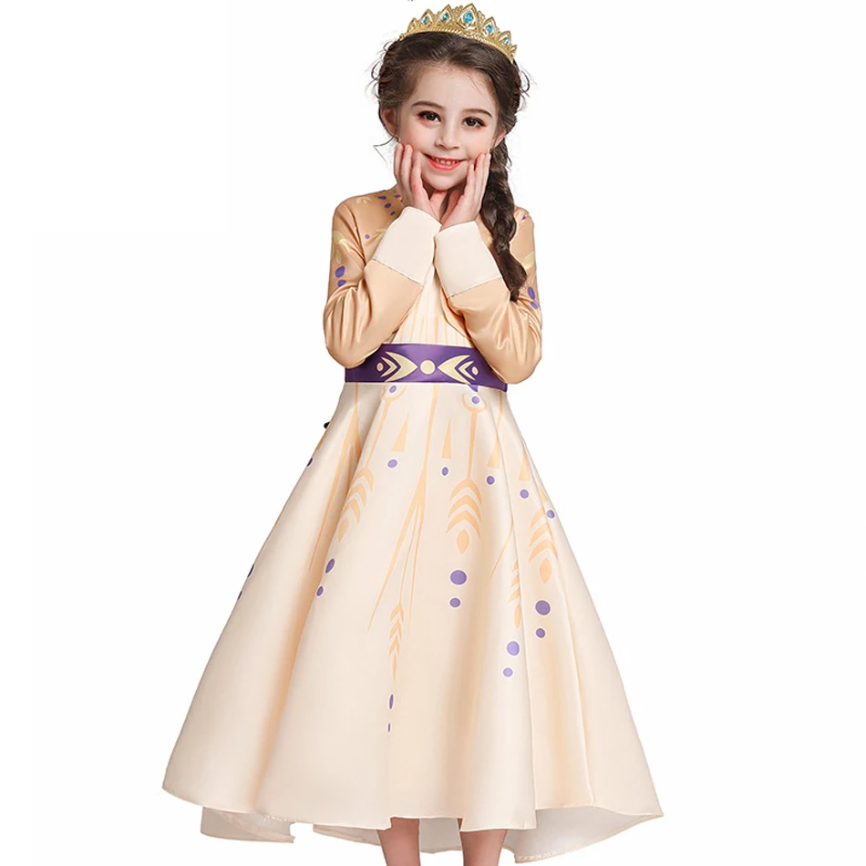 Disney Frozen Princess Anna Dress Girls Party Birthday Clothing for Baby Kids Wig Crown Gloves Halloween Cosplay Costume JYF