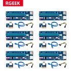 6 шт., Райзер-карта 006C PCIe PCI-E PCI Express, 1x до 16x, USB 3,0, кабель для передачи данных, адаптер SATA к 4-контактному IDE Molex, 6 контактов для майнинга биткоинов