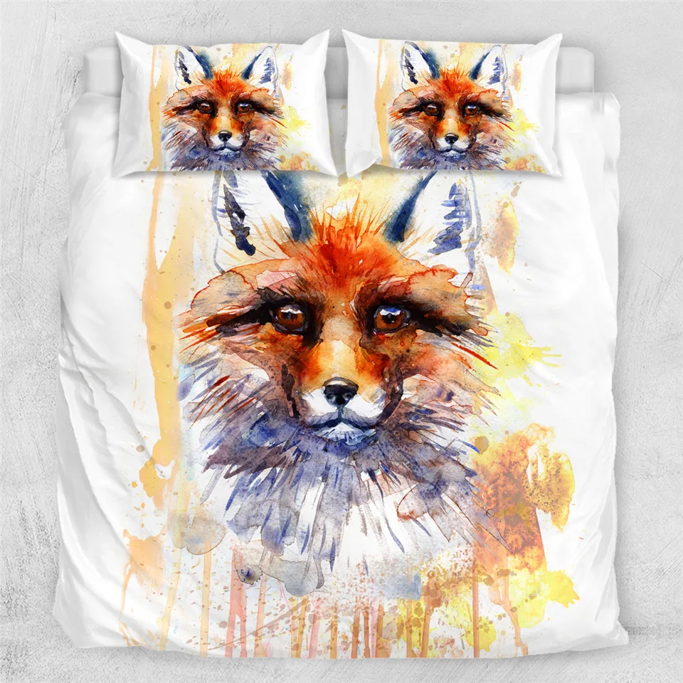 BeddingOutlet постельное белье Fox комплект 3D печати пододеяльник диких животных домашний текстиль из 3 предметов Племенной покрывало цветочный покрывало Прямая поставка - Цвет: Fox4