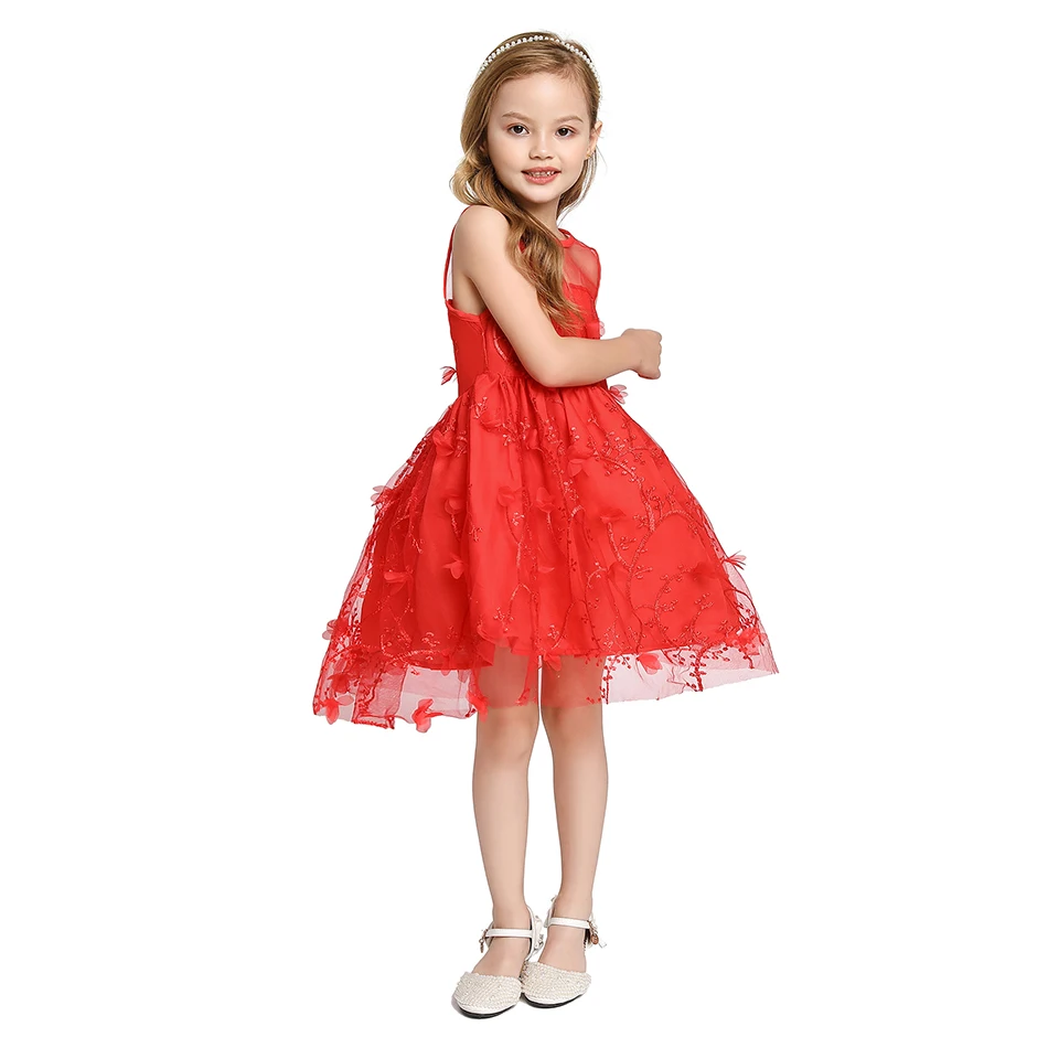 

Детское платье из тюля, однотонное, с пышными цветами и бабочками, с растительной текстурой