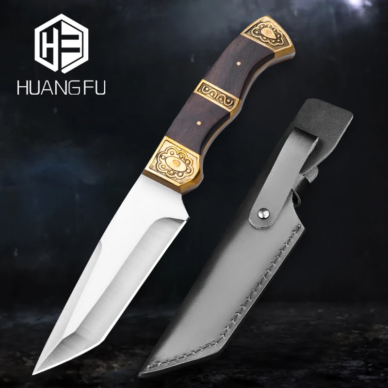 

HUANGFU Outdoor Tactical Hunting Knife Fixed Blade Military Survival Knife Knife Emergency Rescue Tool/Holster