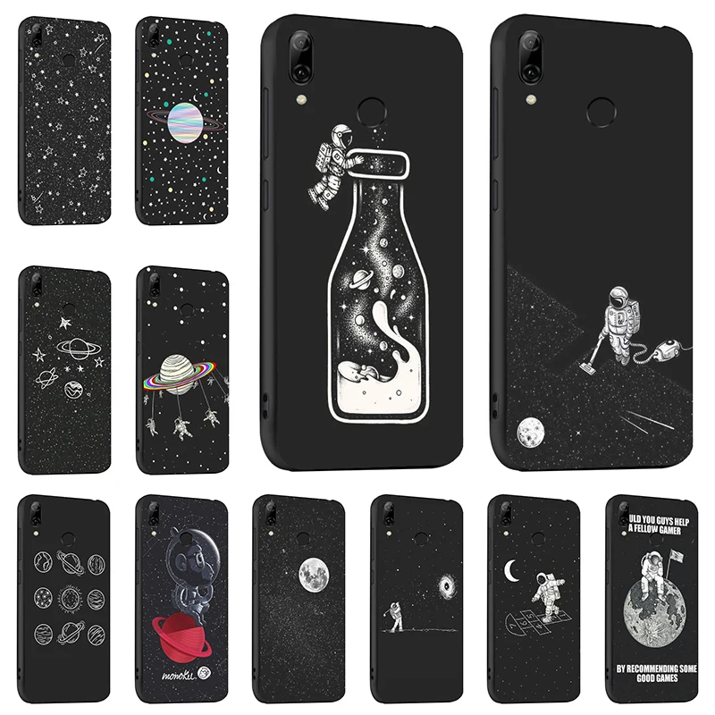 Чехол для Huawei P Smart 2019 2018 Чехлы Coque Space Moon астронавт чехол телефона на Y7 Y6 Y5 Prime Y9