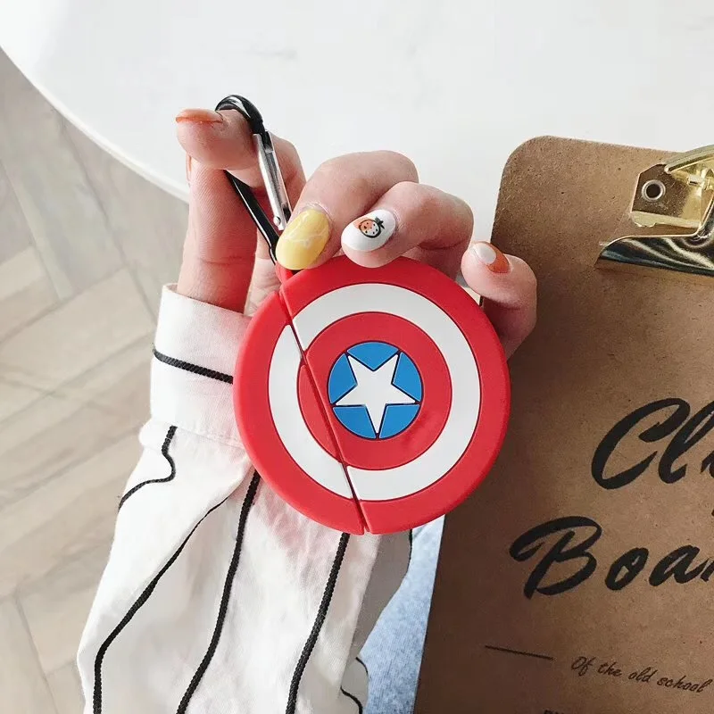 GOOYIYO-для Airpods 1 2 мультяшный силиконовый чехол Hero Man наушники зарядная коробка