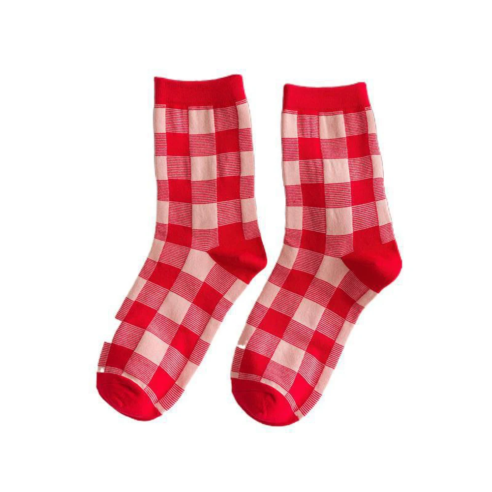 

Women Socks Classic Red Wave Point Stripe Plaid Cotton Comfortable Unisex Casual Sport Breathable Hosiery New Arrival
