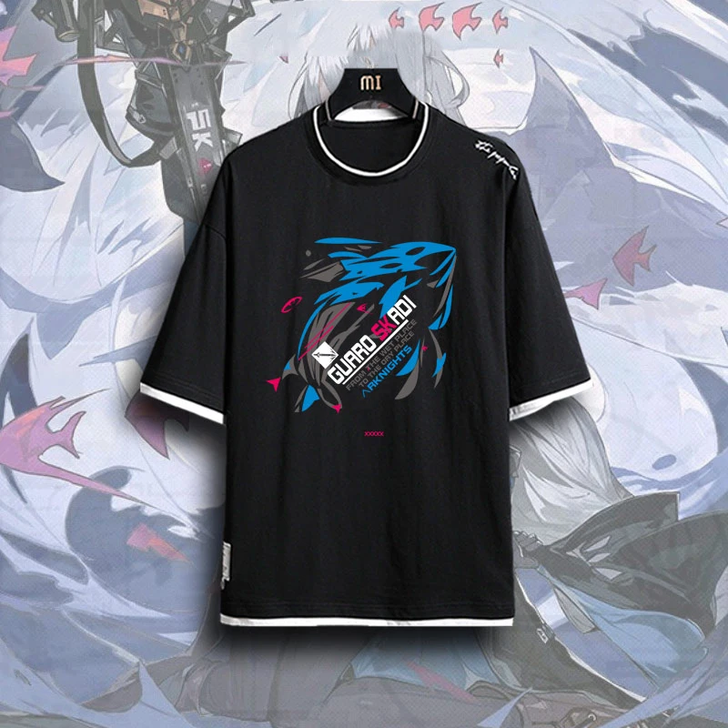 Футболка с капюшоном и коротким рукавом Game Arknights Skadi корейский стиль для косплея