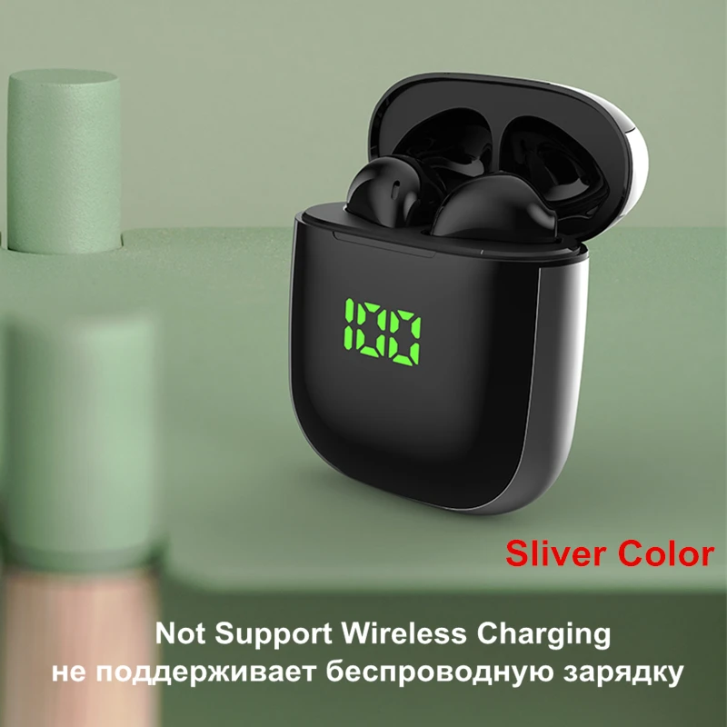 Серебристый HANTOPER, Bluetooth наушники, TWS 5,0, беспроводные наушники бибибиральные вызов, наушники с зарядной коробкой, стерео гарнитура для всех телефонов - Цвет: Серебристый