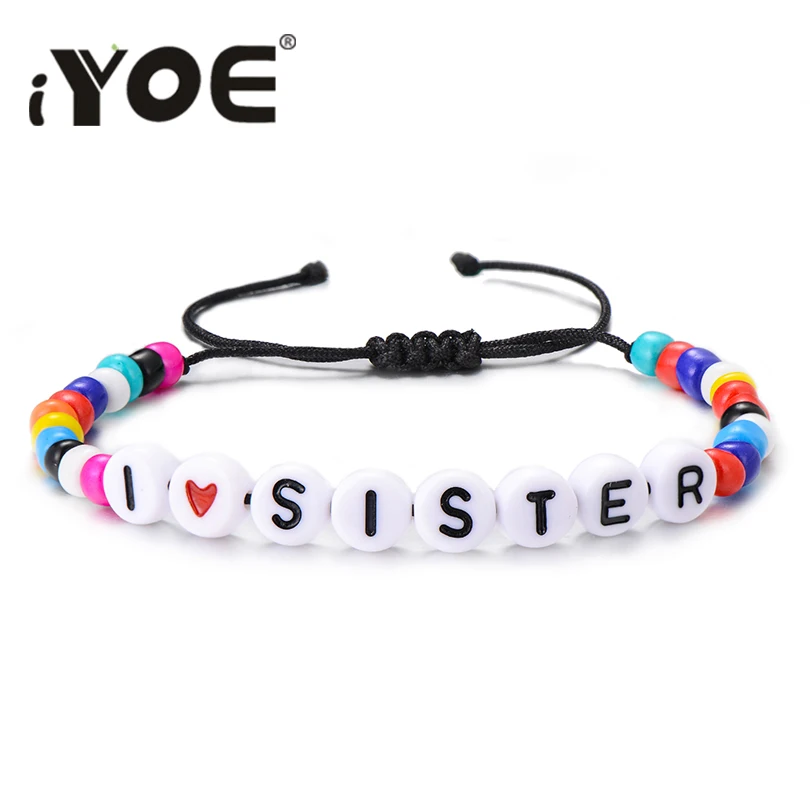 IYOE радужные Мини браслеты с бусинами для женщин мужчин детей черный браслет