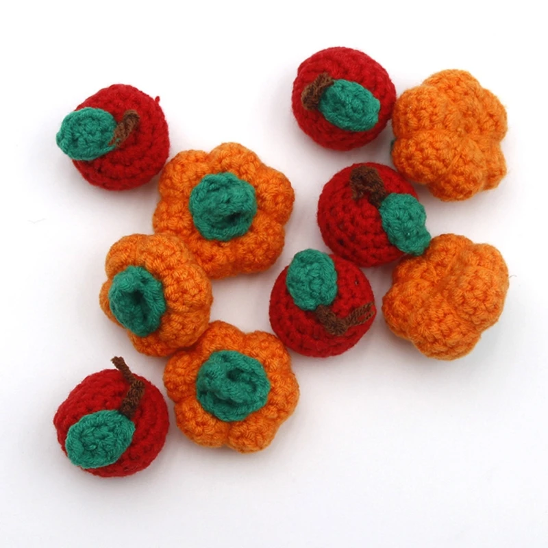 

Handmade Crochet Pumpkin/Fruit Chewable Knitting Wool Beads DIY Baby Pacifier Chain Accessories Infant Newborns Teether Toy G99C