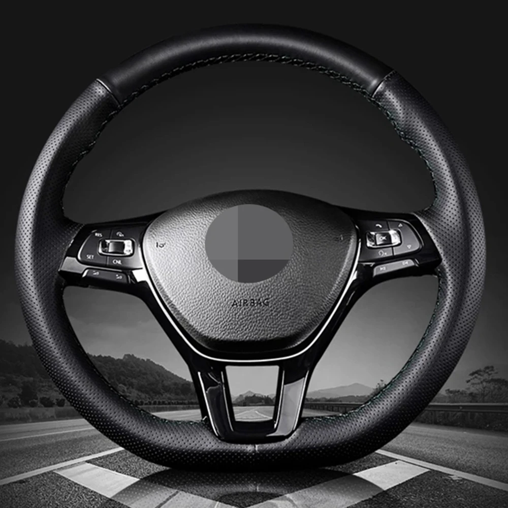 

DIY Black Faux Leather Breathable Car Steering Wheel Cover For Volkswagen VW Golf 7 Mk7 New Polo Jetta Passat B8
