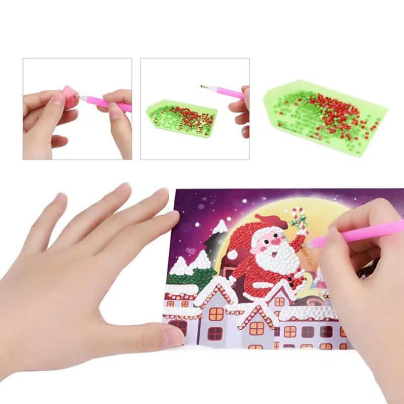 5D DIY алмазная живопись карты Рождественские поздравительные открытки Санта