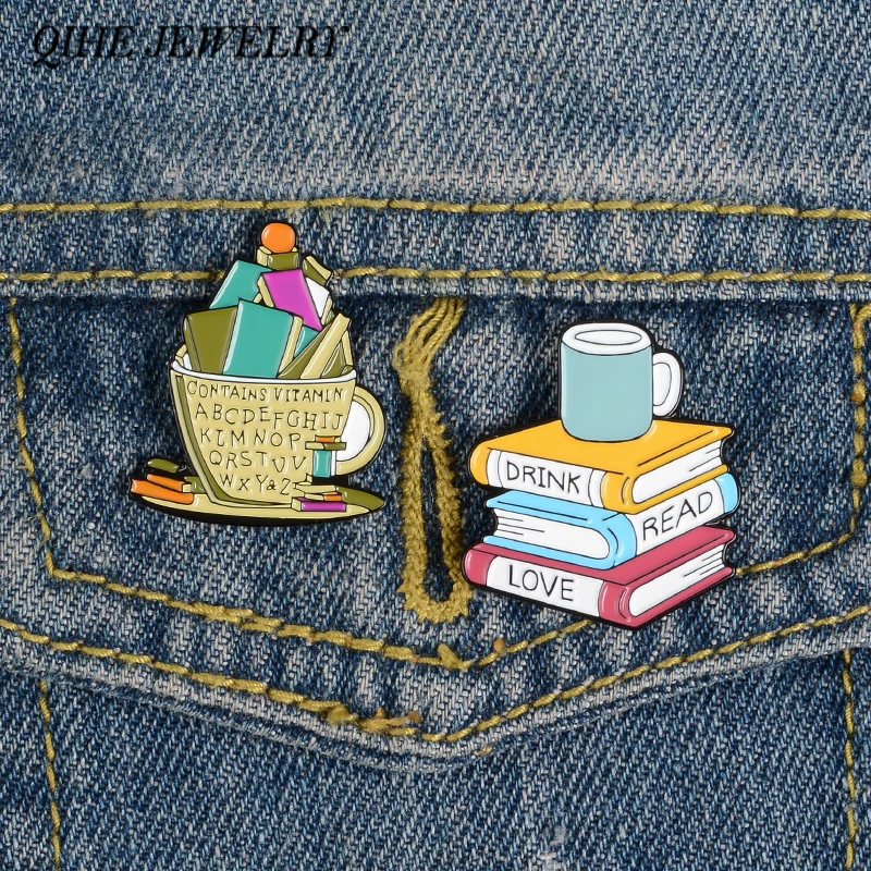 QIHE ювелирные изделия книга Pin Кофе чашки эмали штырь отворотом для изготовления