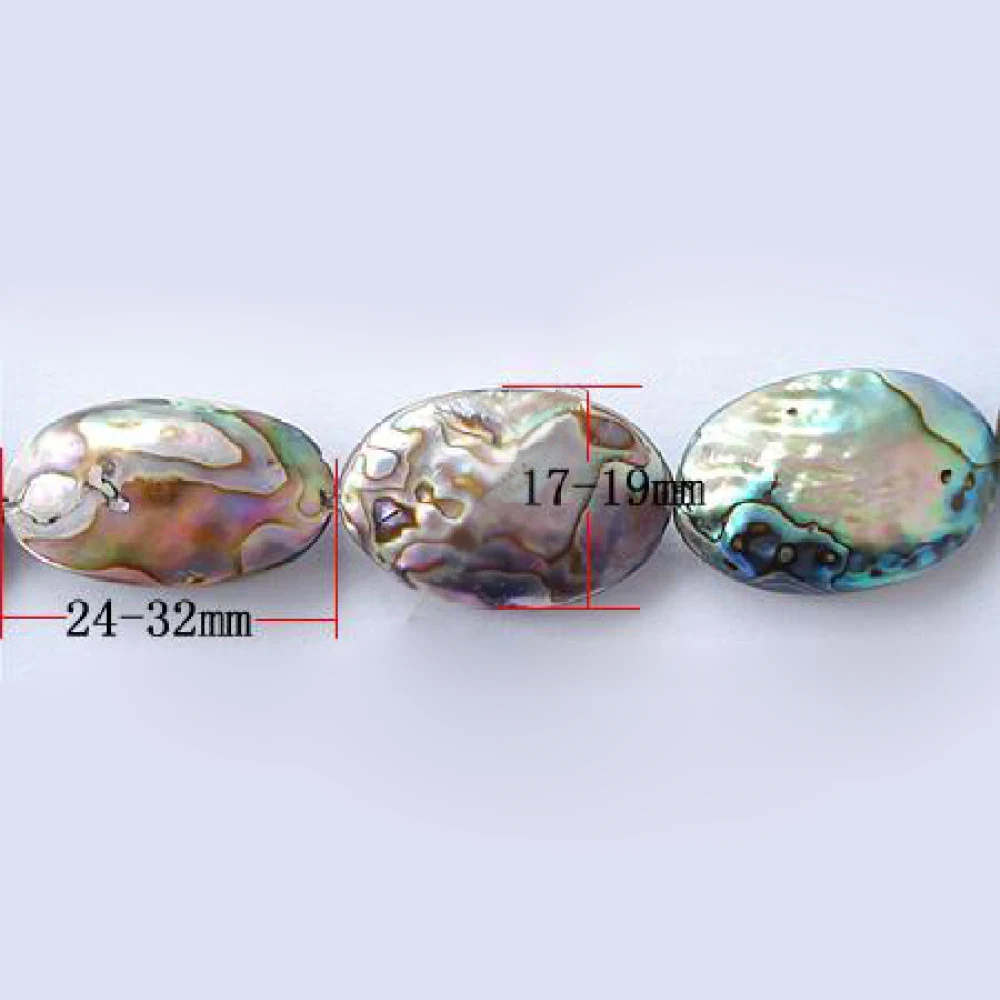 

2 Strand Colorful Flat Oval Abalone/Paua Shell Beads bracelet necklace jewelry DIY making Decor about 16pcs/strand, 16" F50