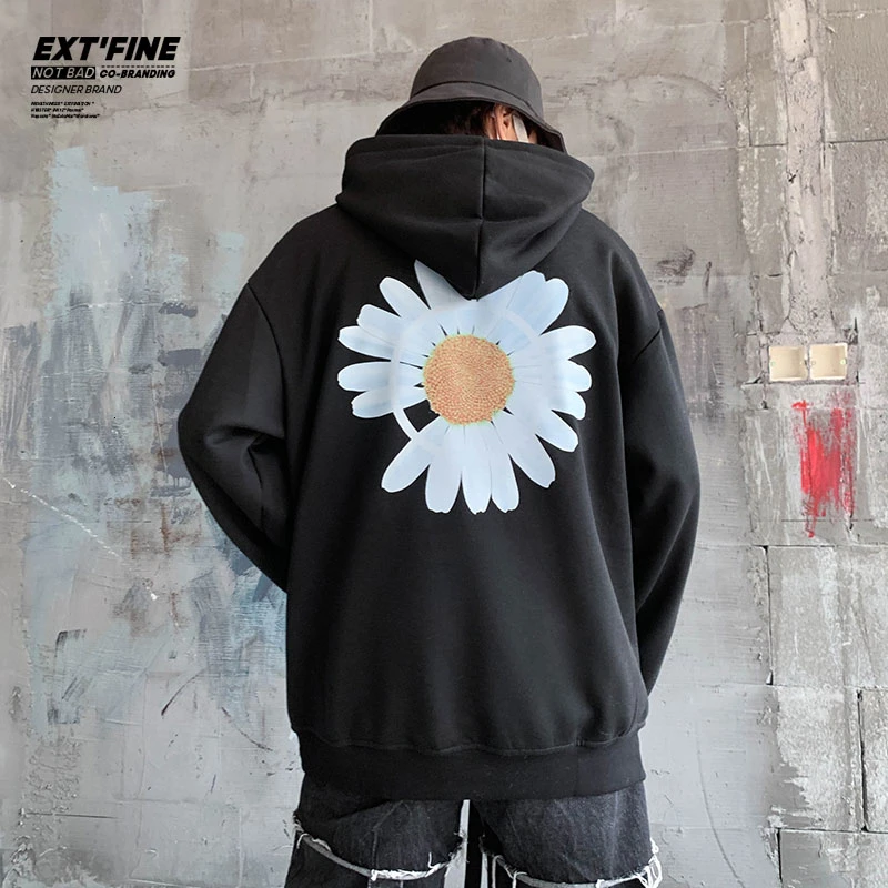 Privathinker теплая толстовка с капюшоном ромашками оверсайз уличная флисовая