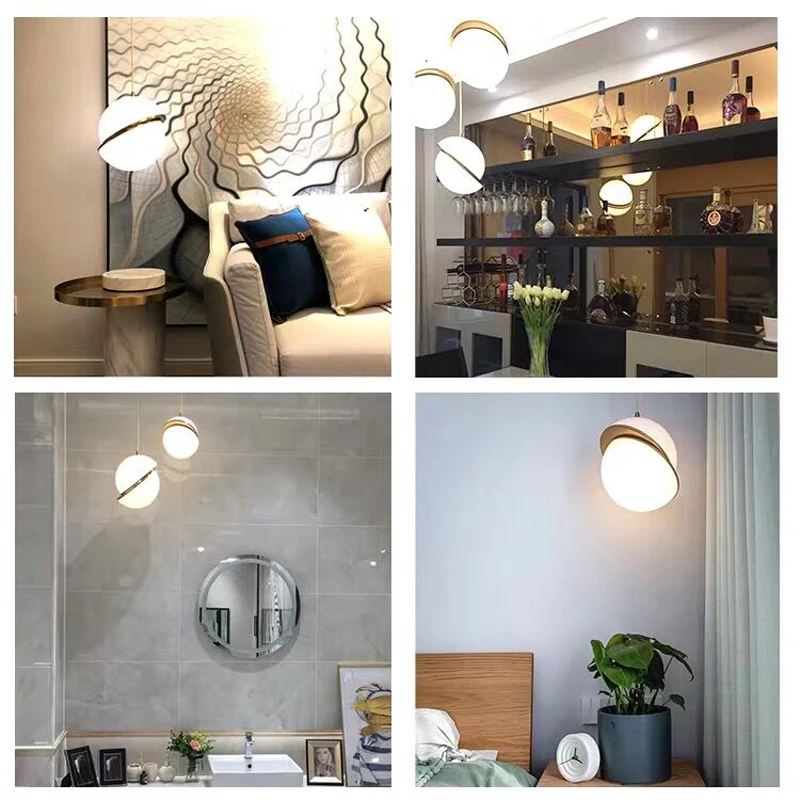 

Dislocation crescent moon semi-spherical acrylic chandelier clothing store bar bedside dining room bedroom single head lighting