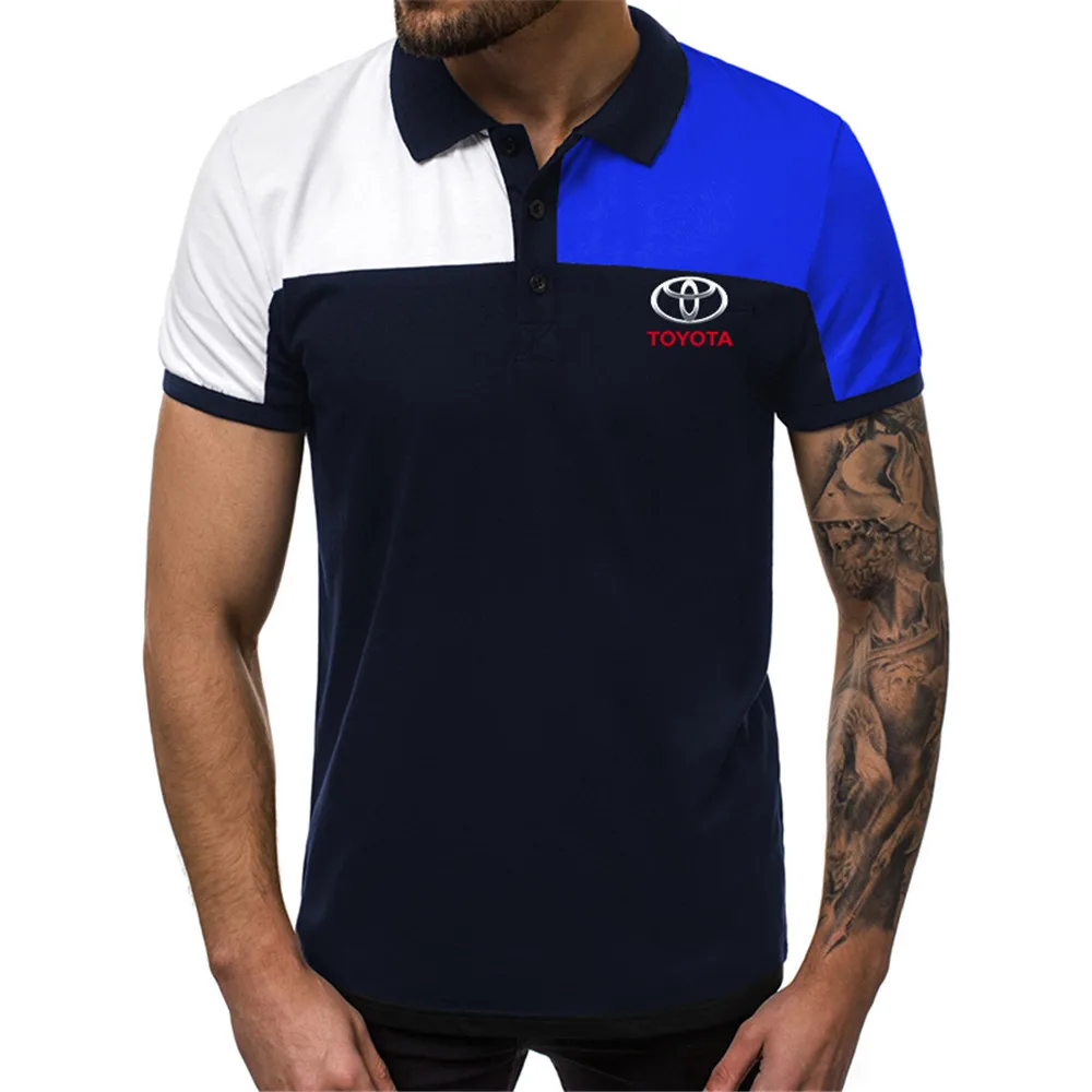 

2021 Summer New Men's TOYOTA Printed Polo Shirt Contrasting Color Lapel Casual Polo Shirt Short Sleeve Men 11