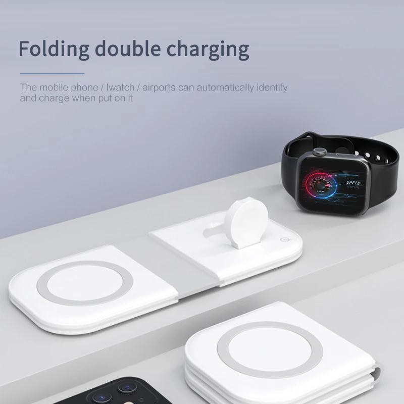 

1 шт., складное многофункциональное Беспроводное зарядное устройство для iWatch, быстрая зарядка, портативное магнитное зарядное устройство д...