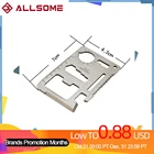 Многофункциональный швейцарский нож ALLSOME, 11 в 1, серебристый Мультитул в стиле милитари, для выживания, охоты, кемпинга, кредитных карт