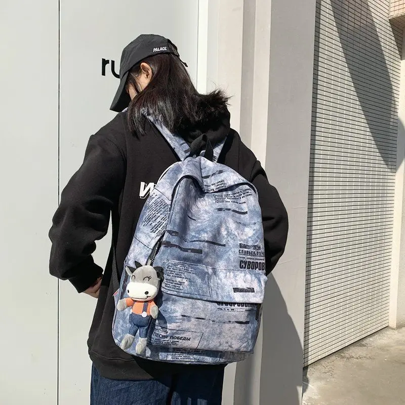 

Fashion Student Trend Korean Tie-dye Backpack Nylon Couple Multi-function Backpack Outdoor Travel Large Capacity All-Match