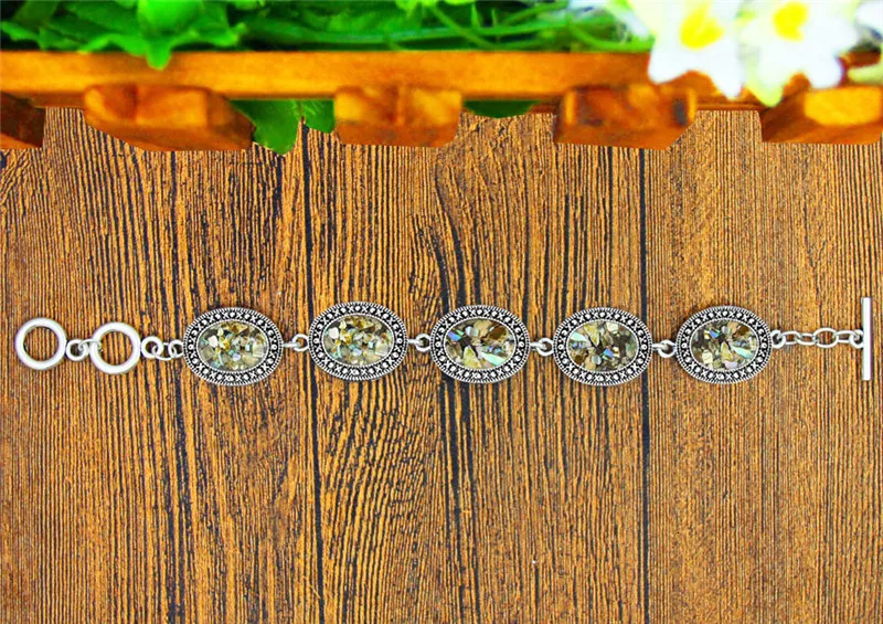 Classic Oval Shell Jewelry Set Antique Silver Plated Necklace Earrings Bracelet Fashion Jewelry TS415