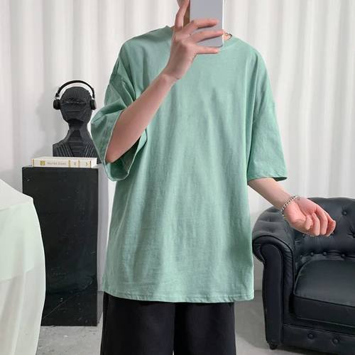 

2021 Plain Oversized T Shirt Men Bodybuilding and Fitness Loose Casual Lifestyle Wear T-shirt Male Streetwear Hip-Hop Tops