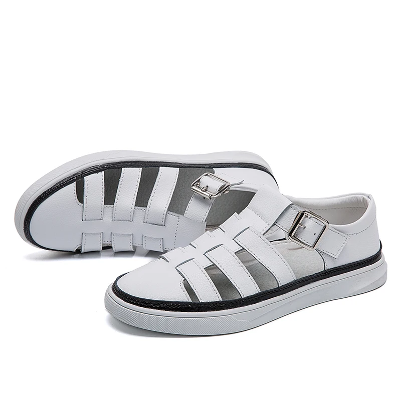 

leather casual shoes chaussures ete femme Solid color Pigskin Lightweight sandals women summer white sandalias las mujeres