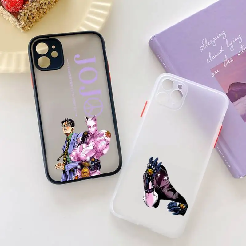 

Killer Queen Yoshikage Kira Jojo Phone Case for iPhone X XR XS 7 8 Plus 11 12 13 pro MAX 13mini Translucent Shockproof Case