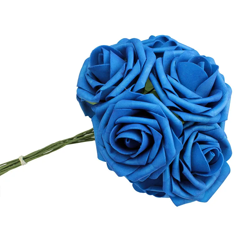 Royal Blue 10 голов, искусственные розы, букет невесты на свадьбу, домашний декор, искусственные цветы - Цвет: Royal Blue