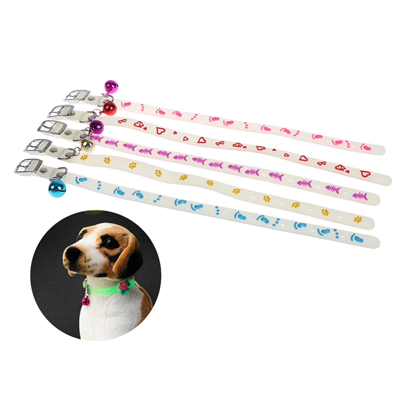 

Glowing Dogs Collar with Bells Glow At Night Cat Collar Luminous Dog Neck Ring
