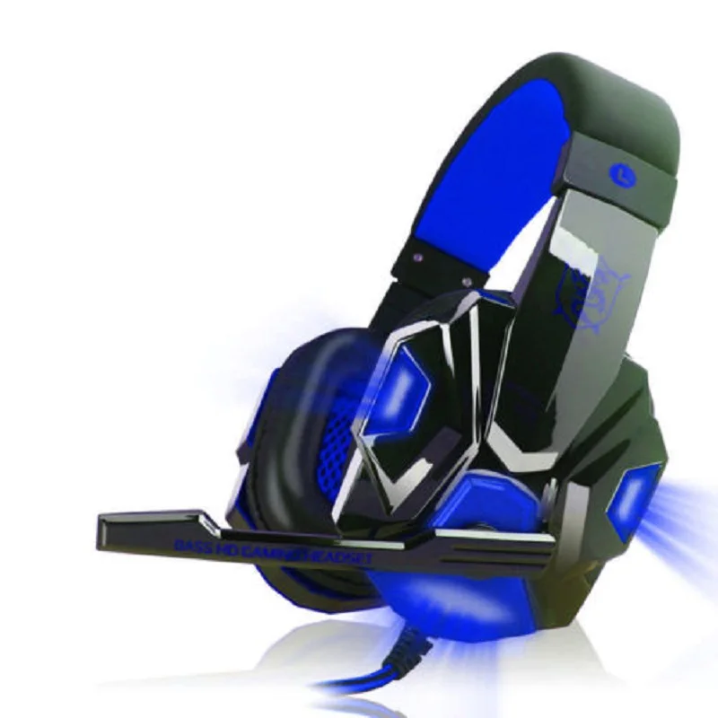 Blue with light Игровые наушники USB 3,5 мм ПК с микрофоном для ноутбука Macbook светодиодный гаджет беспроводная гарнитура для наушников игровая гарнитура - Цвет: Blue with light