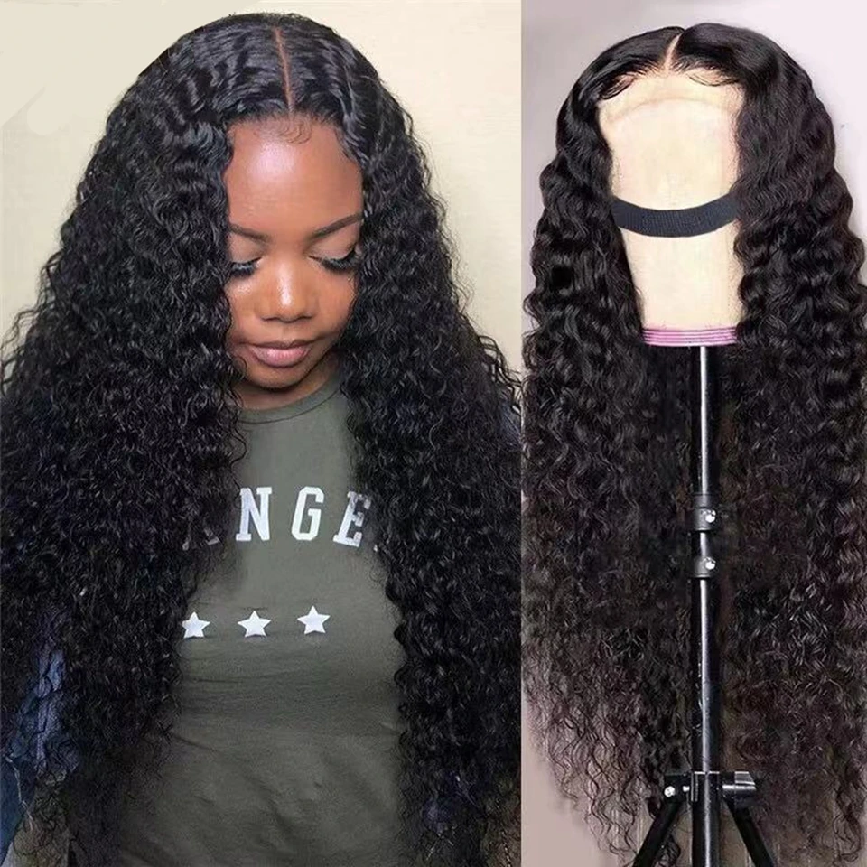 

Brazilian Kinky Curly Wig T Part Lace Human Hair Wigs 13x1 Lace Front Hair Wig With Baby Hair Pre Plucked Remy 150% Density