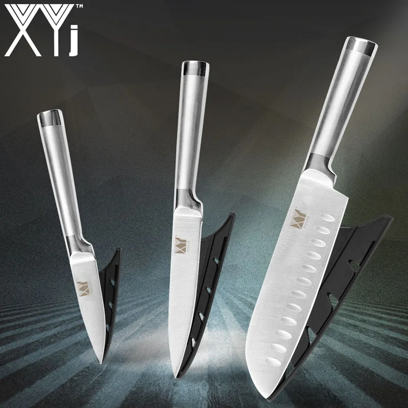 H. 3 Piece (753.5) XYj кухонные ножи для очистки овощей утилита Santoku шеф-повара нож для нарезки хлеба из нержавеющей стали " 8" " 5" 3," прямая ручка инструмент для приготовления пищи - Цвет: H. 3 Piece (753.5)