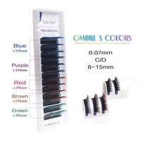12 rows ombre color eyelashes maquiagem make up mink lashes rainbow color mix eyelash soft cilios for building eyelash