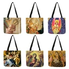 Индивидуальные женские сумочки 2021 г., многоразовые женские сумки для покупок с принтом Девы Марии маслом, женская сумка-тоут B13221