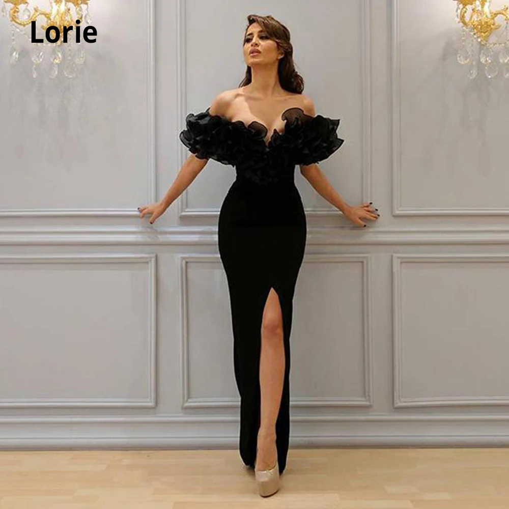 LORIE 2021 черные вечерние платья-русалки с открытыми плечами без рукавов открытой