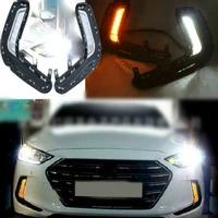1set 12v abs led car drl daytime running lights with turn yellow signal for hyundai avante ad elantra 2016 2017 2018