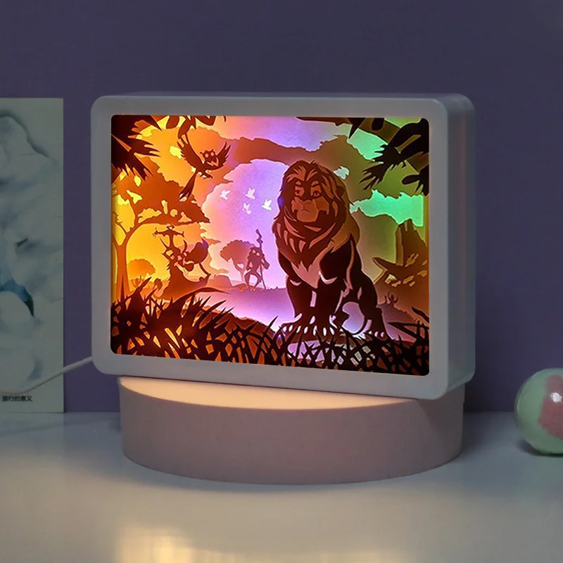 Led Light Shadow Box Frame Wholesale Lion Picture Frames Wall Photo Paper Cut Decorative Lights Room Decoration | Дом и сад