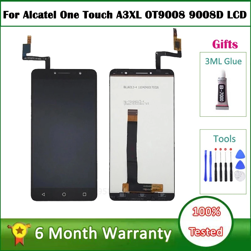 ЖК-дисплей для Alcatel One Touch A3XL OT9008 9008D, зеркальный дисплей для Alcate A3 XL, ЖК-экран 9008 дюйма