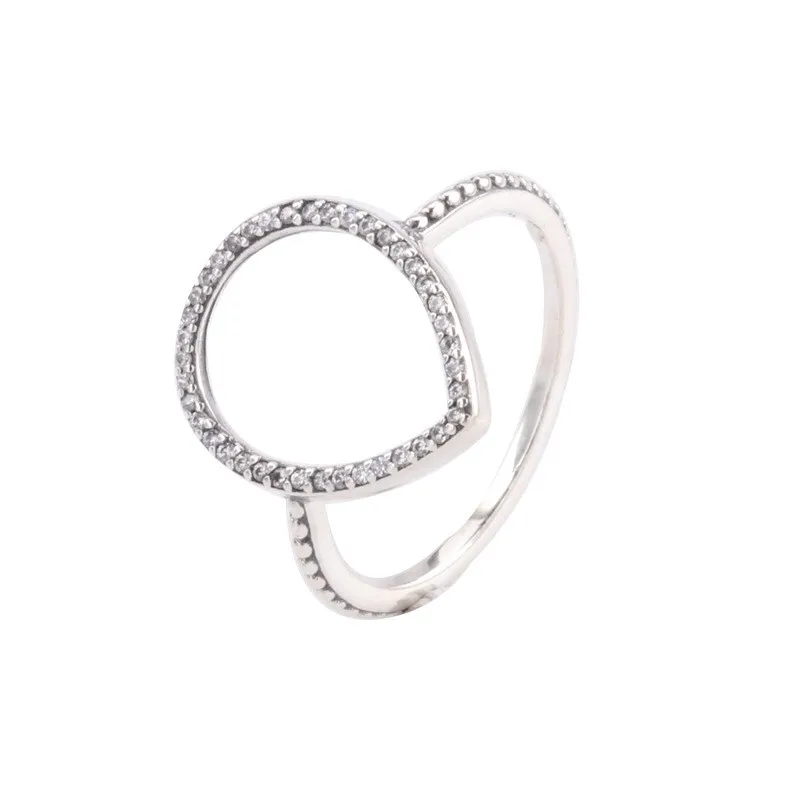 

Original 925 Sterling Silver Pan Ring Fashion Water Drop With Crystal Cz Pan Ring For Women Wedding Party Gift Fashion Jewelry