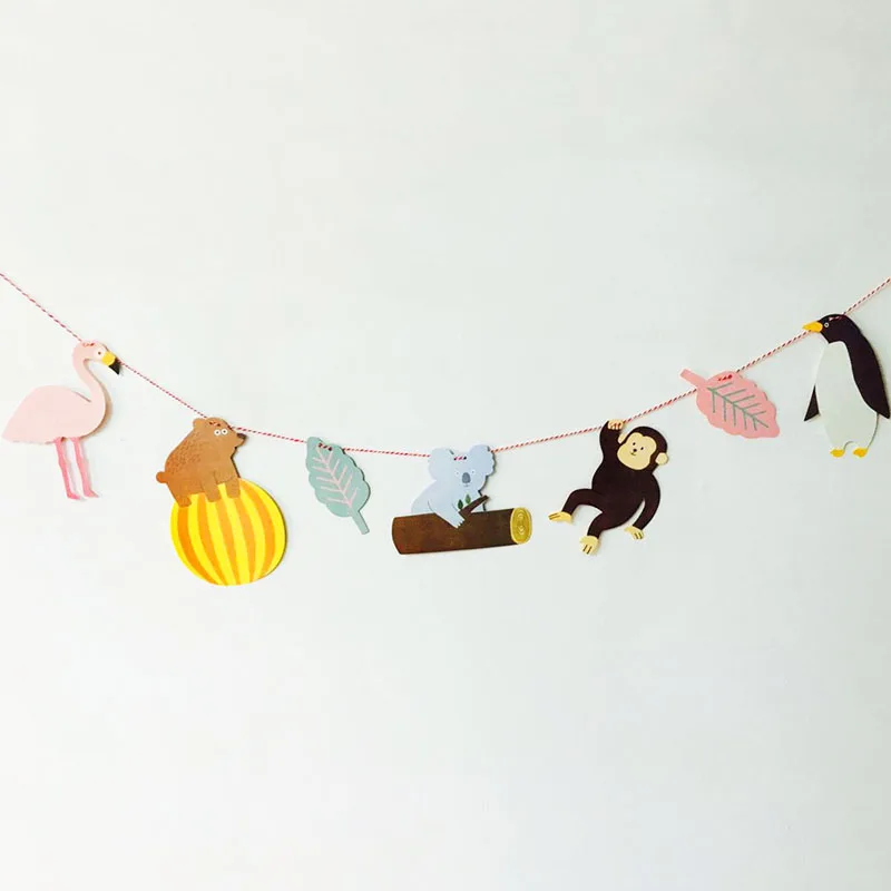 Вечерние гирлянды в стиле сафари и джунглей баннеры виде животных из мультфильма